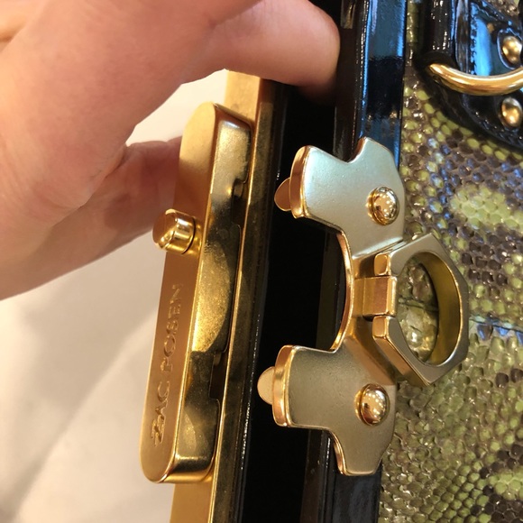 Zac Posen Aurora Green Snakeskin Gold Hardware Doctor Satchel Handbag Purse - Picture 12 of 16